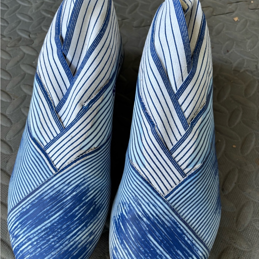 Striped Blue Ankle Boots